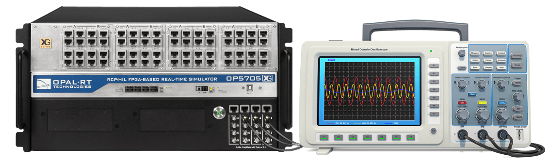 Versatile Real-Time Digital Simulator OP5705XG with scope