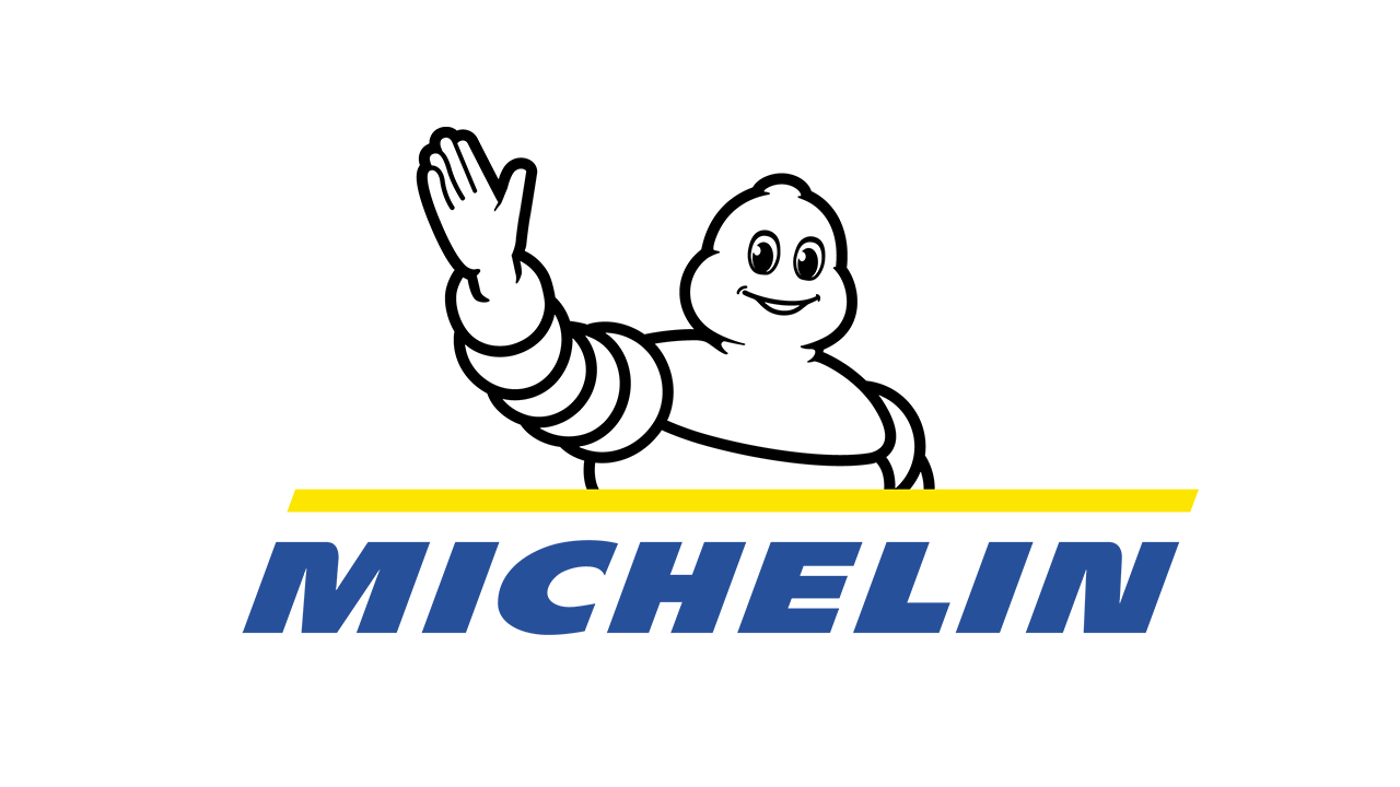 Michelin logo, global tire manufacturer known for innovative mobility solutions and the Michelin Man mascot.