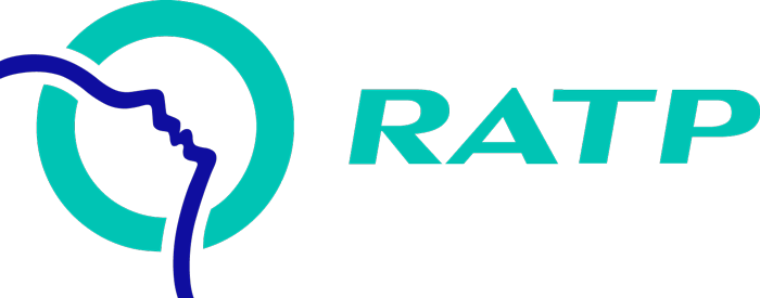 RATP logo, Paris-based public transportation operator serving metro, bus, and tram networks.