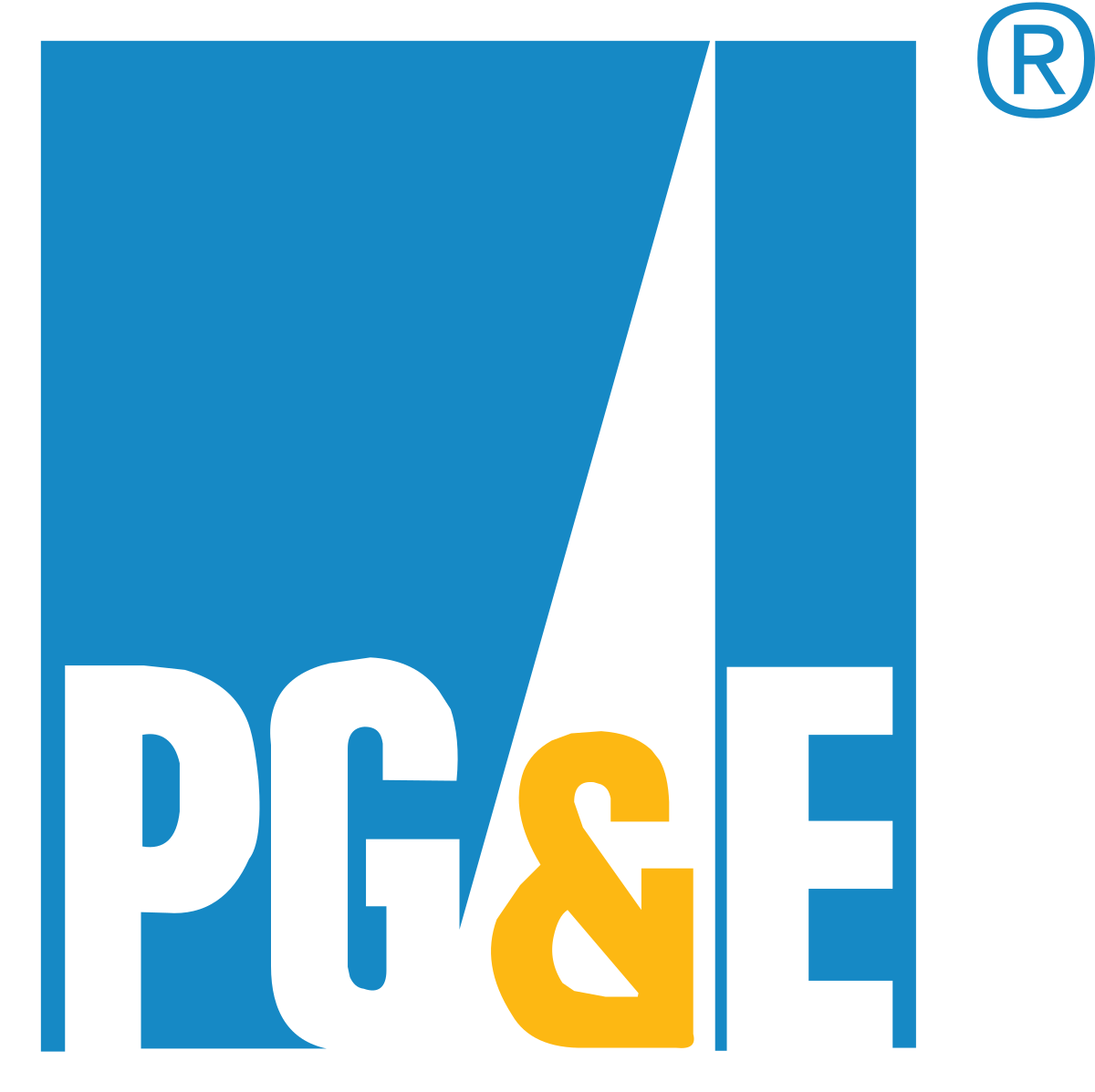 Pacific Gas and Electric Company (PG&E) logo in blue and yellow with registered trademark symbol.