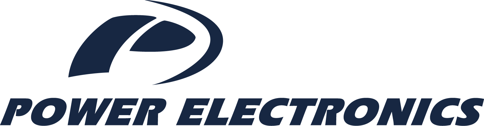 Logo of Power Electronics, representing global manufacturing of solar inverters and energy storage systems.
