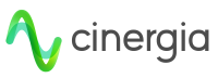Cinergia logo featuring a green wave symbol and minimalist typography, highlighting its expertise in energy management and power electronics.