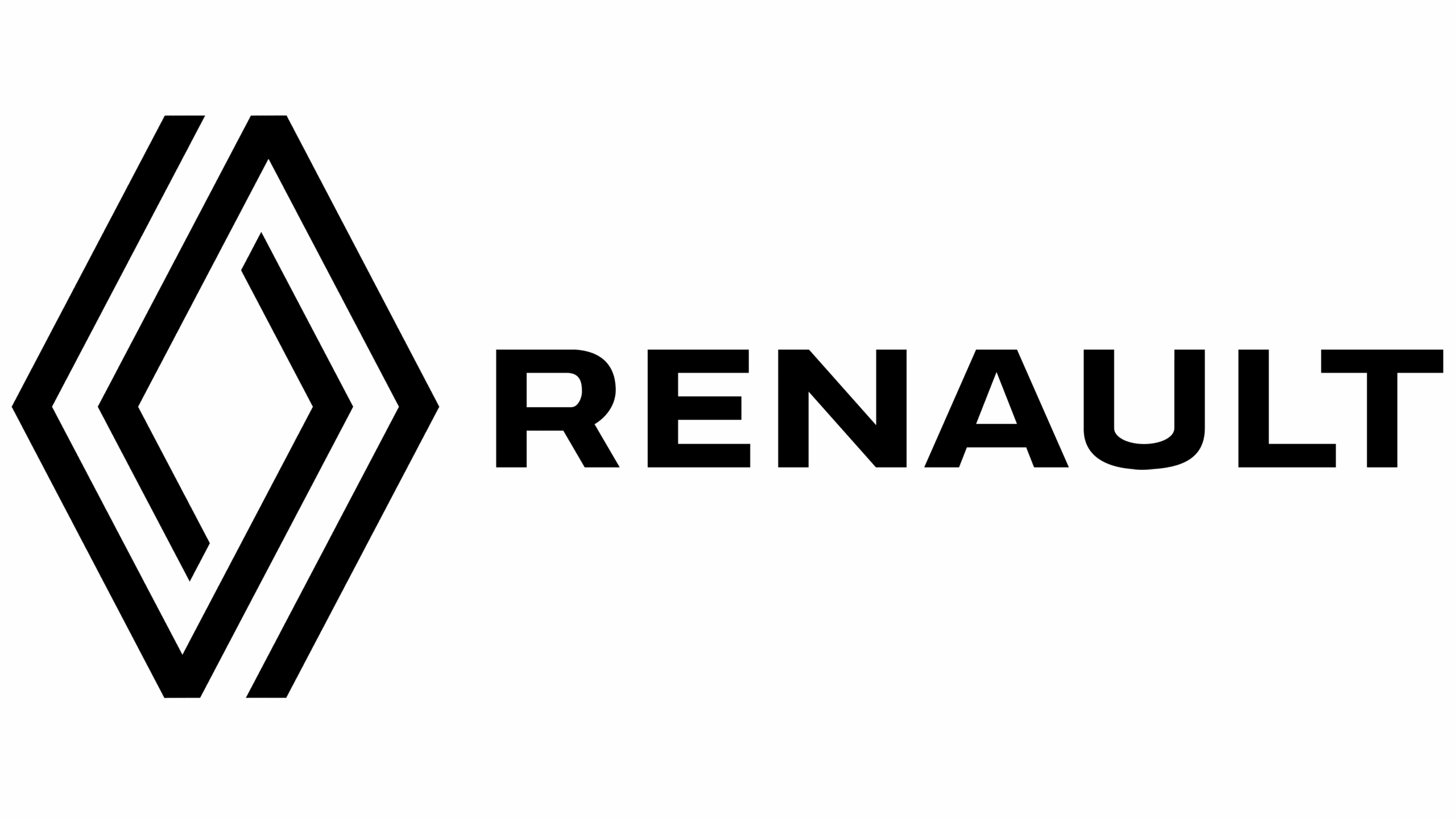 Minimalist black Renault logo with a geometric diamond symbol and text, representing the French multinational automobile manufacturer.
