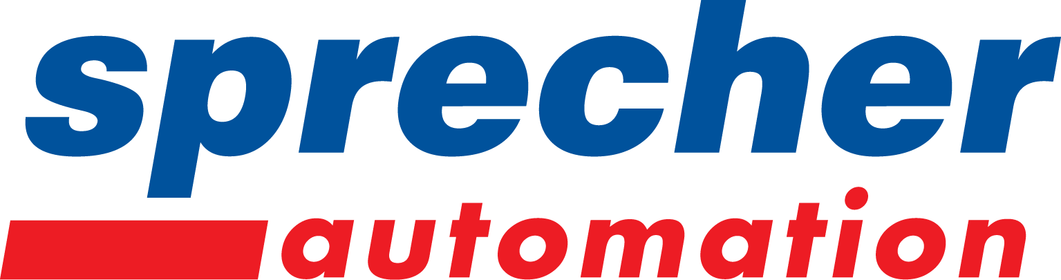 Sprecher Automation logo in blue and red text, representing automation and control systems for energy and industrial sectors.