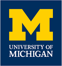 University of Michigan logo, representing the renowned public research university known for its programs in engineering, medicine, and business.