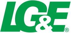 Louisville Gas & Electric logo featuring a green rectangular background with white text, representing the utility company.