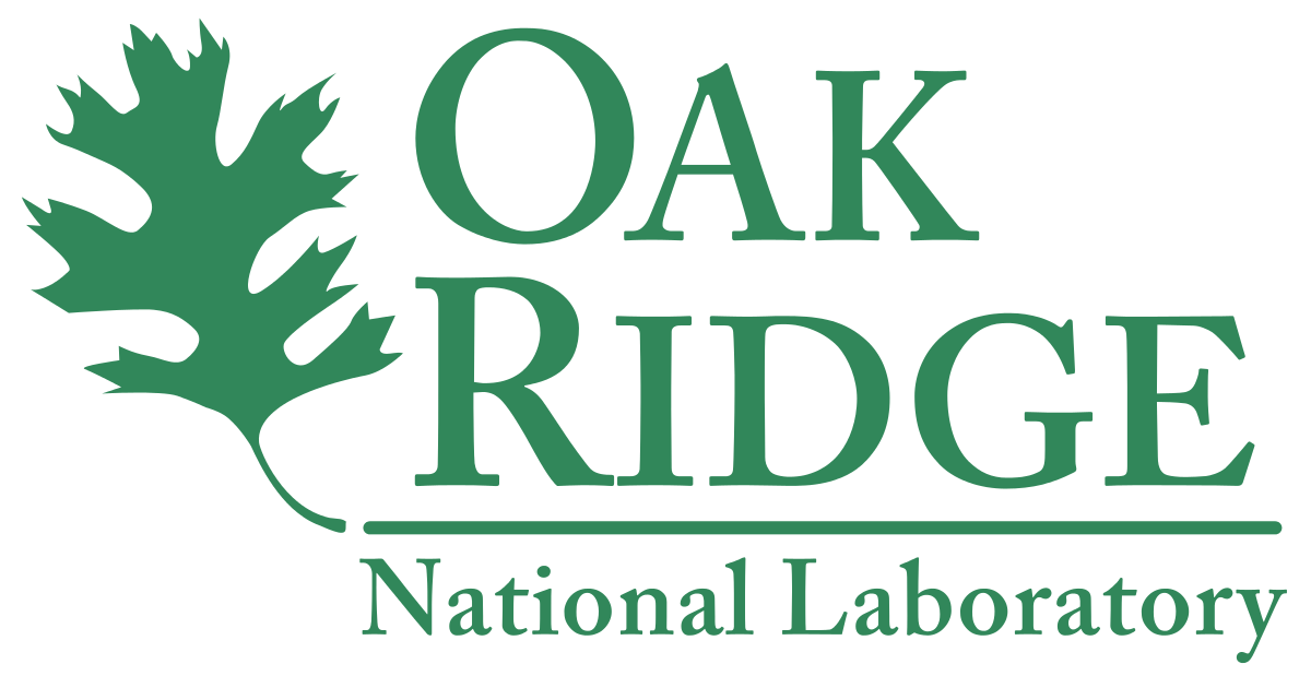 Oak Ridge National Laboratory logo in green text with an oak leaf illustration, symbolizing the U.S. Department of Energy research facility.
