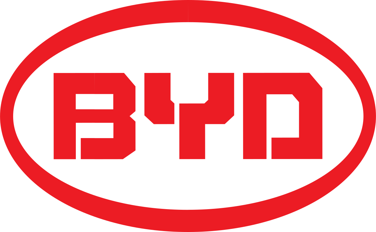 BYD Auto logo in red with bold lettering, representing the Chinese electric vehicle and battery manufacturer.