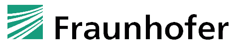 Logo of Fraunhofer with a green square and white diagonal stripes on the left, and the name 'Fraunhofer' in black text.