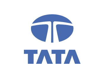 TATA logo in blue, representing the Indian multinational conglomerate.