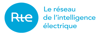 RTE logo featuring the white lowercase letters "Rte" on a solid blue rectangular background, representing Réseau de Transport d'Électricité, France's electricity transmission system operator.