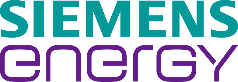 Siemens Energy logo with turquoise and purple bold text on a transparent background.
