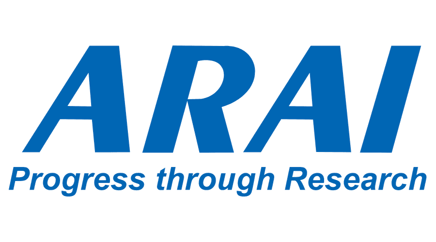 ARAI logo with the tagline "Progress through Research." Indian R&D organization specializing in automotive engineering.