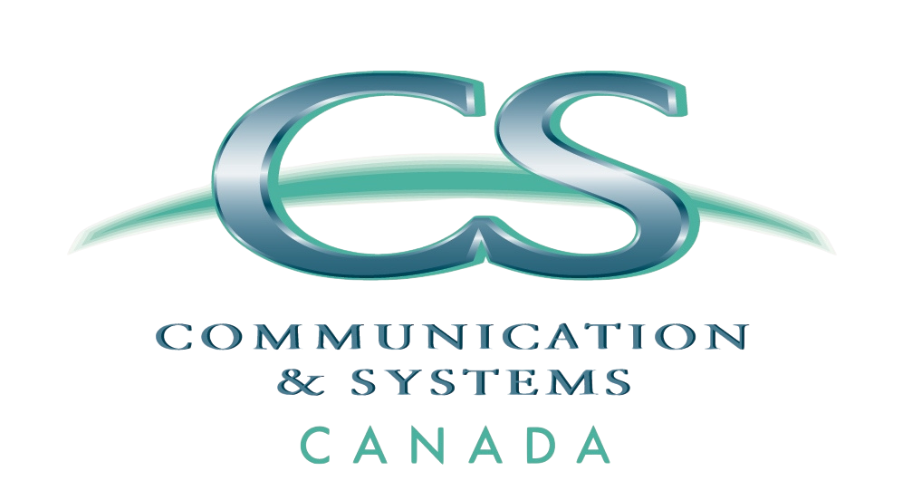 Logo for CS Communication & Systems Canada featuring large metallic-style initials “CS” above a green arc, with the full company name written below. The company specializes in advanced systems integration, software development, and engineering services for aerospace and defense.