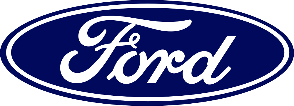 Ford logo in white cursive text within a blue oval, representing the iconic American automobile manufacturer known for cars, trucks, and automotive innovation.