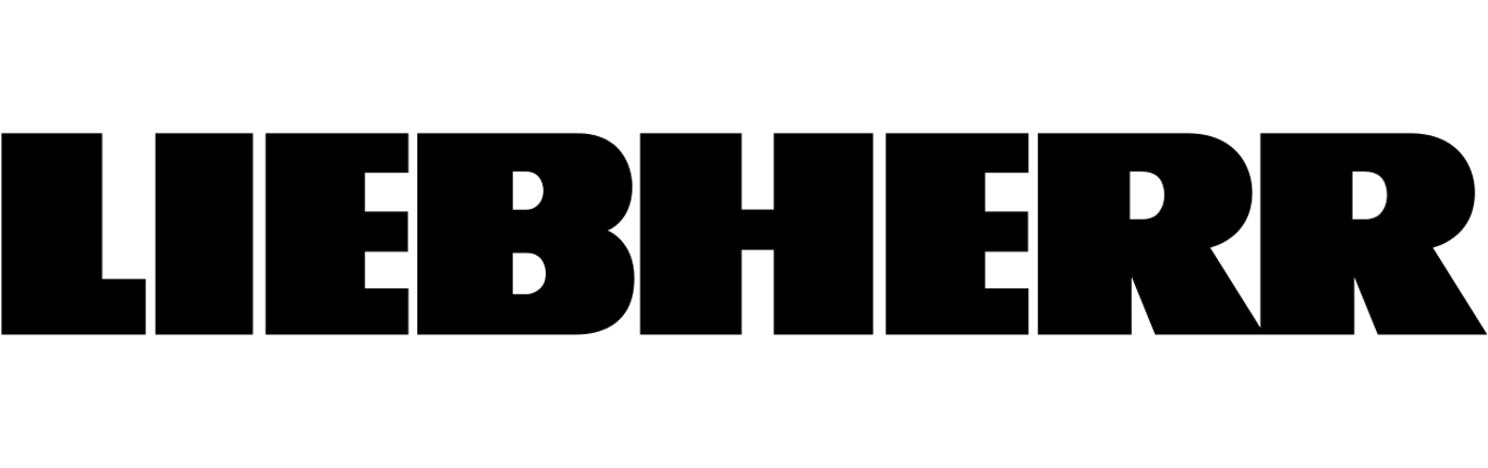 Liebherr logo in bold, black uppercase letters. Liebherr is a German-Swiss multinational known for manufacturing construction and mining equipment, as well as aerospace and transportation systems.