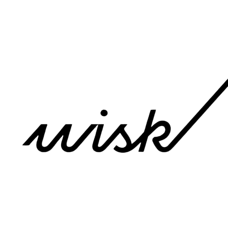 Wisk logo in black with modern typography, representing the advanced air mobility company developing autonomous electric vertical takeoff and landing (eVTOL) aircraft.